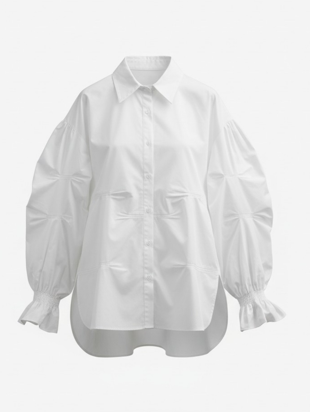 Oversized Pleated Accents Blouse ▪︎  White ▪︎ XXL